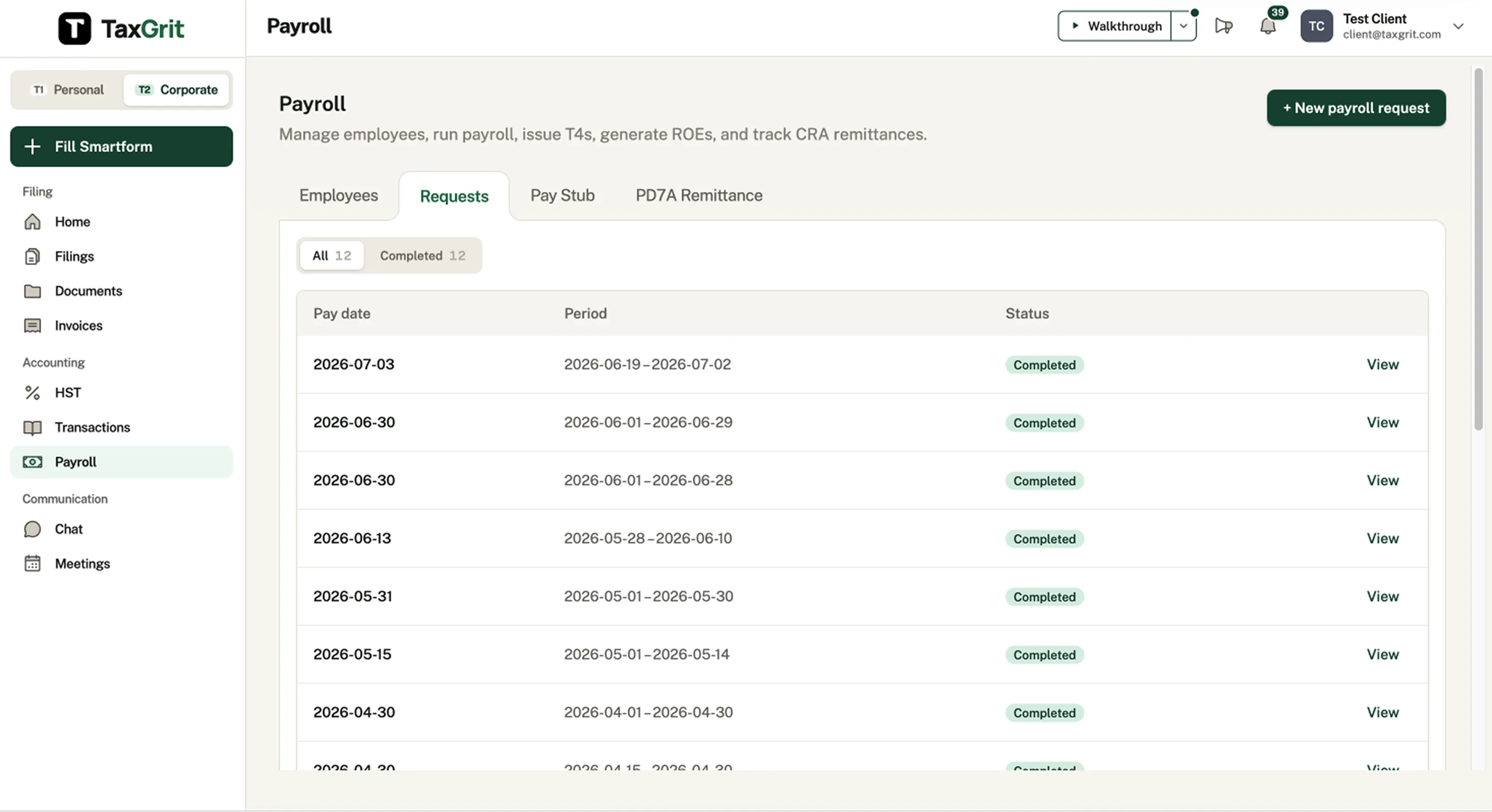 Payroll Year-End workflow in TaxGrit